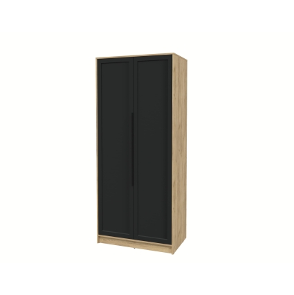 Шкаф распашной Тренд КТ-Ш2 (Дуб золотой ЛДСП/ Черный ЛМДФ) Ш918 В2128 Г547